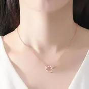 1 Carat Moissanite Open Circle Pendant Necklace — 18K Rose Gold Plated 925 Sterling Silver | Le'Var