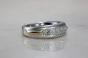 14k TWO TONE GOLD MENS DIAMOND WEDDING BAND CHANNEL SET PRINCESS CUT STONES