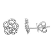 14k White Gold Flower Diamond Earrings