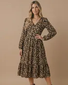Animal Print Empire Silhouette Midi Dress