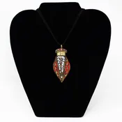 #33005 Bronze Pendant Necklace With Mother Pearl &amp; Coral Accents