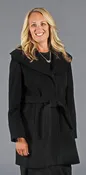 Black 80% Lambswool-20% Cashmere 35” Coat with Large Shawl Collar – size 12