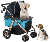♻️ Factory Refurnished - HPZ™ PET ROVER TITAN HD Premium Super-size Stroller SUV for Small/Medium/Large/X-Large Dogs, Cats and Pets (Blue)