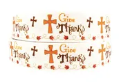 1" Give Thanks Christian Cross Thanksgiving Grosgrain Ribbon DIY Hair Bows Crafts