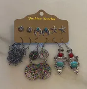 6-set Silver Colorful Earrings