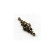 Connectors Floral Details 2 Loops Oxidized Brass (6) - Vintage Jewelry Supplies