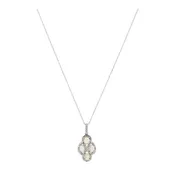 10K White Gold Opal Pendant Necklace