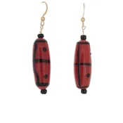 African Dzi Orange & black Bead Earrings
