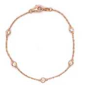14K White Gold Bezel Set Diamond Station Bracelet 7"