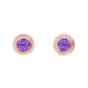 14K ROSE GOLD AMETHYST BIRTHSTONE STUD EARRINGS