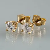0.50 carat Round Diamond 14k Yellow Gold Stud Earrings Butterfly Backs