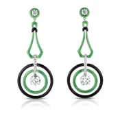 Cicada Platinum, Diamond & Enamel Drop Earrings
