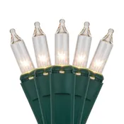 100 Clear Light Set, Green Wire, Polybag