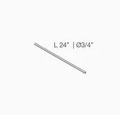 24″ Slatwall Clothes Hanging Rail Tube, Silver Frost Finish