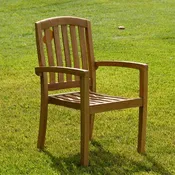 Teak Outdoor stacking dining chair with cushion - Java