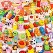 100 Pack Animal Erasers Desk Pet for Kids 3D Puzzle Pencil Eraser Take Apart Bulk Treasure Box Toy for Classroom School Prize Kids Party Favors Back to School Supplies Goodie Bag Stuffers Gift(Random)