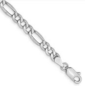 14KT WG 7'' 4.4mm Figaro Bracelet