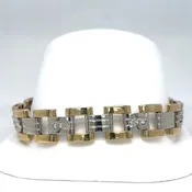 10KTT 8.25" 0.42CTW DIAMOND FASHION LINK BRACELET SI2-I1/H-I 28.3G