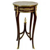 Accent Table 4 Legs Inlay Finish with Brass and Marble Top
