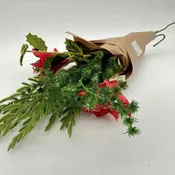 1 Bunch Green/red Floral Bouquet Christmas Decor