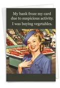 Buying Vegetables: Hysterical Birthday Printed Greeting Card