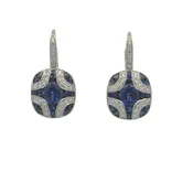 14KWG SAPPHIRE AND DIAMOND SHIELD EARRINGS