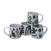 18 OZ FLORAL WAX RELIEF MUGS - 4 ASSORTED DESIGNS