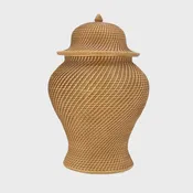 16" Faux Wicker Polyresin Ginger Jar