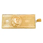 10K GOLD 100 DOLLAR BILL PENDANT 3.5"