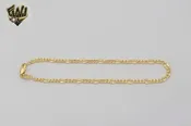 (1-0002) Gold Laminate - 4mm Alternative Figaro Link Anklet - 10" - BGF