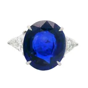 10.53 Carat  Royal-Blue Ceylon Sapphire Diamond Platinum Ring, GRS Certified