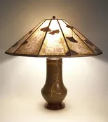 Arts & Crafts Lighting Lonesomeville Pottery Ginkgo Table Lamp 12-panel Mica shade