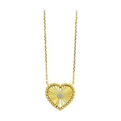 10K Yellow Gold Diamond Sunburst Heart Necklace - PD10826-1YC
