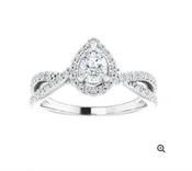 #124435 1020 14K White 6×4 mm Pear Engagement Ring – Includes all Diamonds