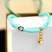 Aegean Aqua Blue Polymer Mati Bracelet