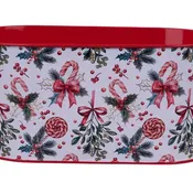 10.25"L X 5.25"W HOLLY/BERRY/BOW PLANTER - RED/GREEN - XC0227