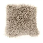 20" x 20" Tibetan Light Grey Lamb Fur Pillow
