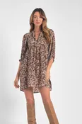 3/4 Sleeve V-Neck Mini Dress - Napa Natural