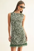Adelyn Rae Daniel Faux Feather Hem Mini Dress