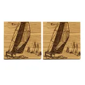 2 Oak Coasters - Yachting