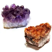 Amethyst Quartz and Citrine Natural Gemstone Clusters Set