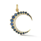 14K GOLD DIAMOND & BLUE SAPPHIRE CRESCENT MOON ESTELLE CHARM