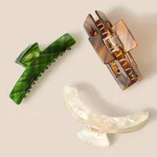 Long Three Piece Assorted Hair Claw Set