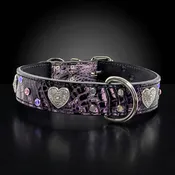 1.5" Wide Hearts & Gems Leather Dog Collar | Luxury Custom Gear (V7)