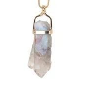Ajoite in Quartz 27.89ct Natural Crystal 14k Handcrafted Twist Pendant