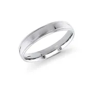 10k White Gold Milgrain Wedding Band - Polished