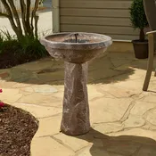 Bedrock IntelliSOLAR Birdbath with Remote - Rustic Red Sandstone Finish