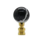 30mm Black/White Marble Finial - 2" h
