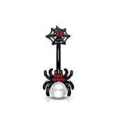 14G Goth Black Widow Vampire Bat Dangle Mount Belly Rings
