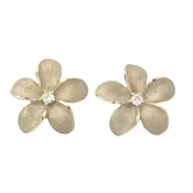 13mm Plumeria Stud Earrings in Yellow Gold